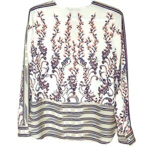 BCBGMAXAZRIA Runway Nikolette Zip Front Blouse Ivory Floral Print XXS
